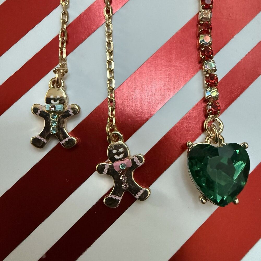Betsey Johnson Jingle Bell Christmas Gingerbread Man House Earrings Mismatch New - Picture 4 of 5